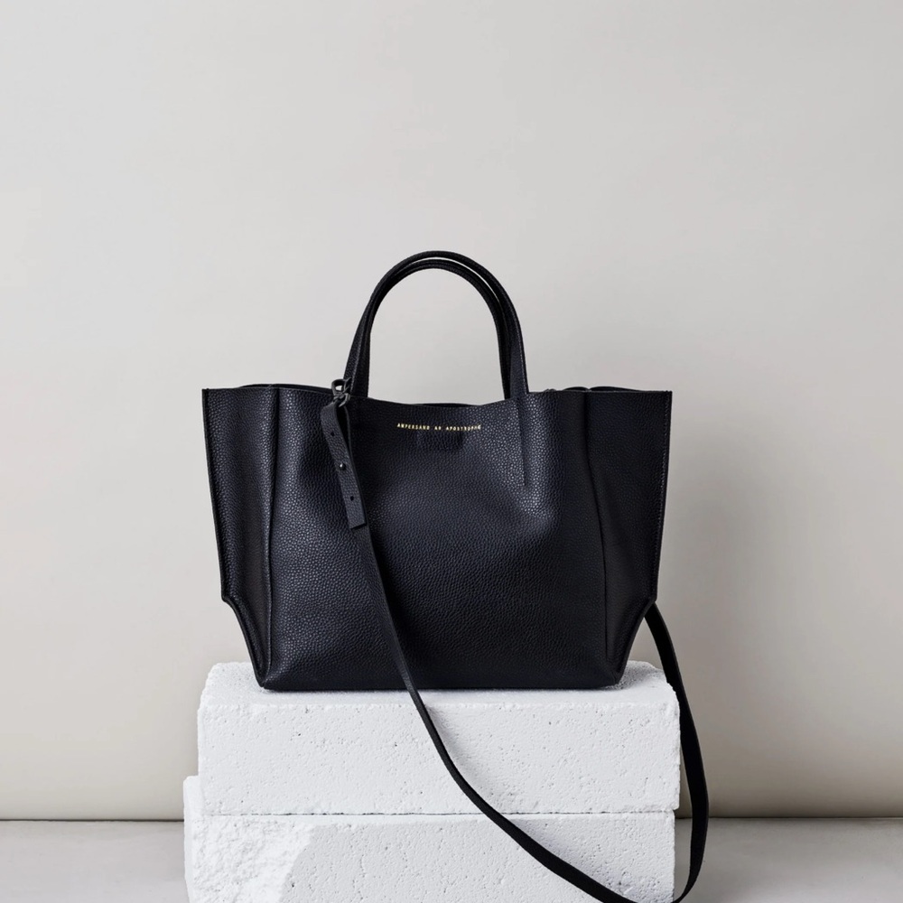 NWT Black Lux Half Tote Crossbody with Clutch Bag